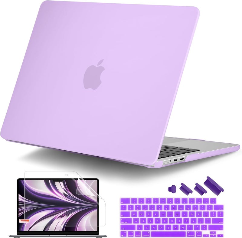 DONGKE Compatible with MacBook Air 13.6 inch Case M4 M3 M2 2025 2024 2023 2022 A3240 A3113 A2681, Plastic Hard Shell & Keyboard Cover for MacBook Air M4 13 inch Case, Matte Purple - Image 1